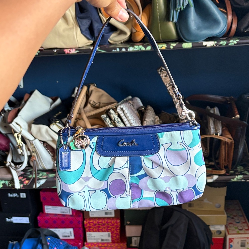 Coach Multicolor Shoulder Bag with Blue Accents